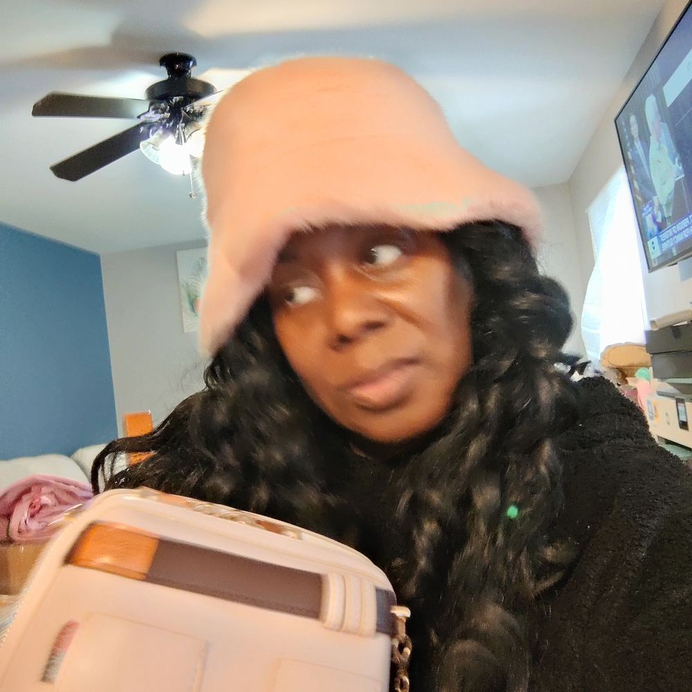 Faux Fur Hat with Pink Handbag